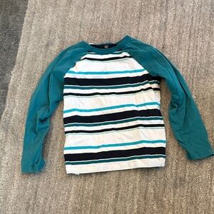 Tea Collection Teal and White Striped Long Sleeve Tee